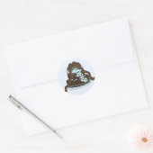 Elegant Chocolade en Blauwe Cake Ronde Sticker (Envelop)