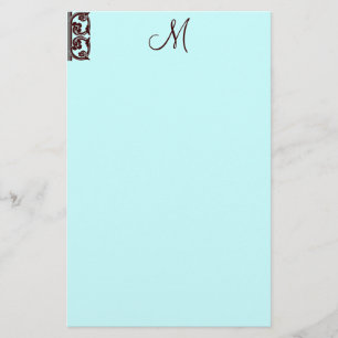 Elegant Chocoladebruin Monogram Blauwgroen briefpa Briefpapier