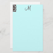 Elegant Chocoladebruin Monogram Blauwgroen briefpa Briefpapier (Voorkant / Achterkant)