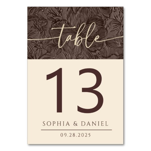 Élégant Chocolat Mocha Mariage Numéros de table Do (Par défaut)