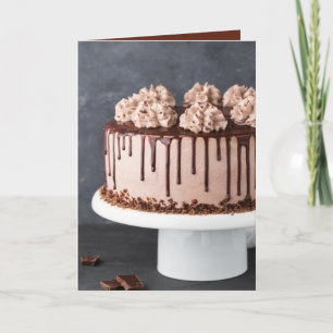 Elegant Chocolate Birthday Cake Kaart