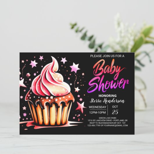 Elegant Chocolate Bliss Meisje Baby shower Kaart (Staand voorkant)