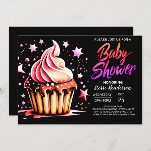 Elegant Chocolate Bliss Meisje Baby shower Kaart (Voorkant / Achterkant)