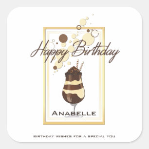 Elegant Chocolate Vanilla Drink Birthday Vierkante Sticker