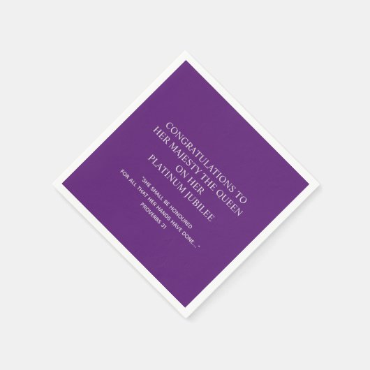 Elegant Christelijk KONINGENS PLATINUM JUBILEE Pap Servet (Hoek)