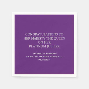 Elegant Christelijk KONINGINNEN PLATINA JUBILEUM P Servet