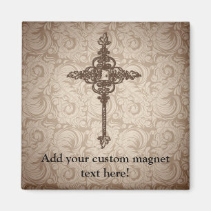 Elegant Christelijk kruis met schuifwiel achtergro Magneet