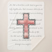 Elegant Christelijk roze kruisscripts Sherpa Deken (Voorkant)