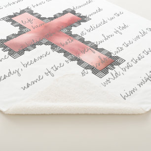 Elegant Christelijk roze kruisscripts Sherpa Deken