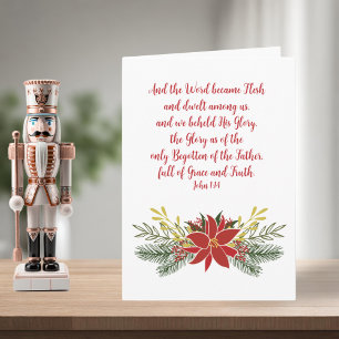 Elegant Christelijke Bijbel Verse Kerstmis Poinset Feestdagen Kaart