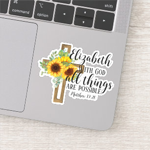 Elegant Christelijke Bijbel Verse Zonnebloemen Kru Sticker