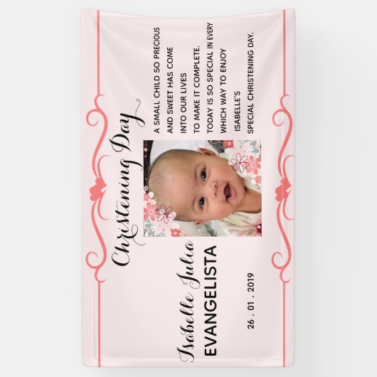 Elegant CHRISTENING DAY Event Party Spandoek (Verticaal)