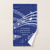 Elegant Christian Blue Music Notes Monogramme (Serviette à main)