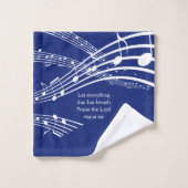 Elegant Christian Blue Music Notes Monogramme (Gant de toilette)