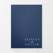 Elégant Christian Photo Faire-part de mariage Bleu (Page de couverture)