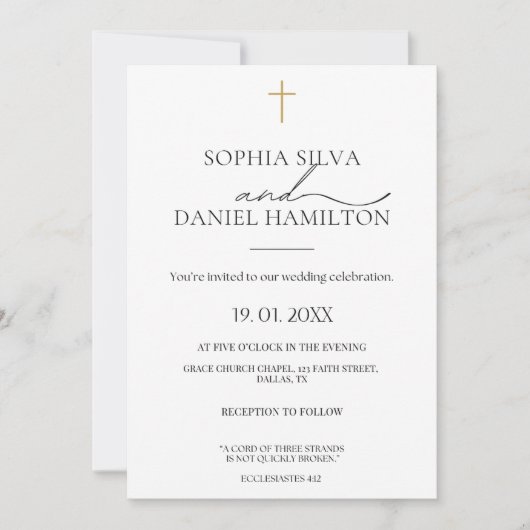 Elegant Christian Wedding Invitation  Kaart (Voorkant)