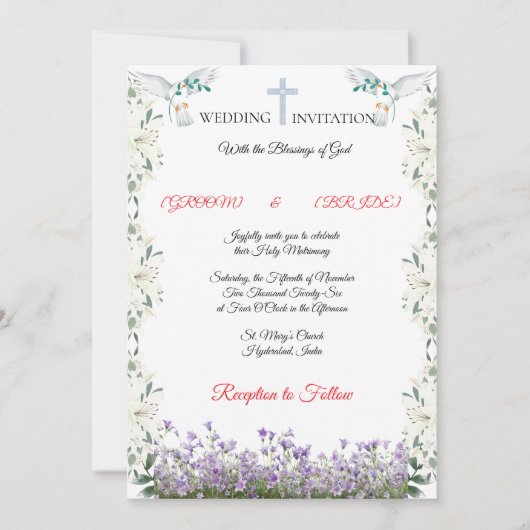 Elegant Christian Wedding Invitation Template (Devant)