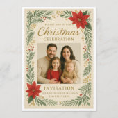 Elegant Christmas celebration Invitation  Kaart (Voorkant)