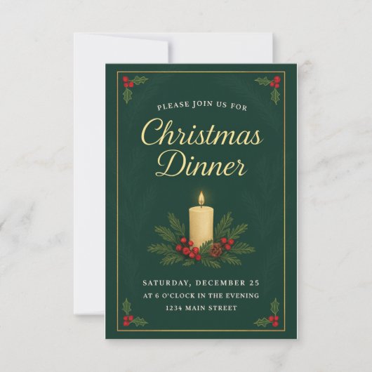Elegant Christmas Dinner Invitation (Devant)