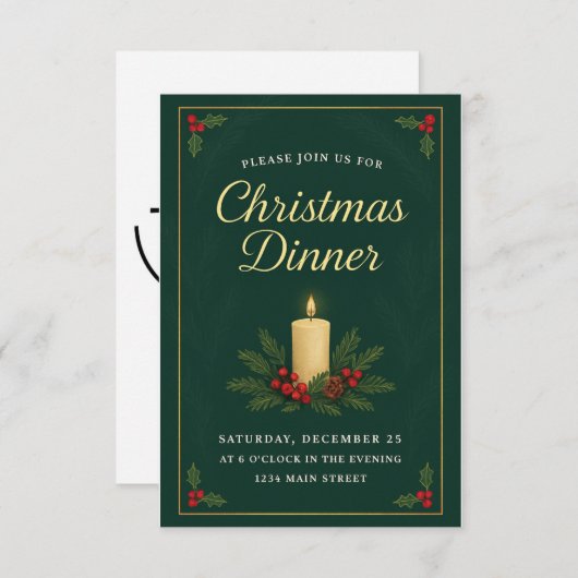 Elegant Christmas Dinner Invitation (Devant / Derrière)