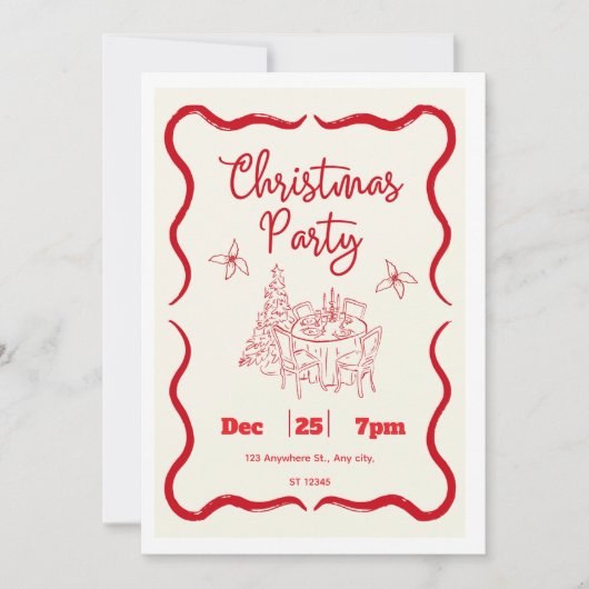 Elegant Christmas Dinner Invitation (Devant)