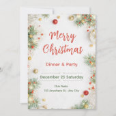 Elegant Christmas Dinner Invitation Kaart (Voorkant)