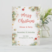 Elegant Christmas Dinner Invitation Kaart (Staand voorkant)