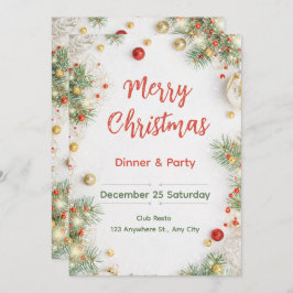 Elegant Christmas Dinner Invitation Kaart