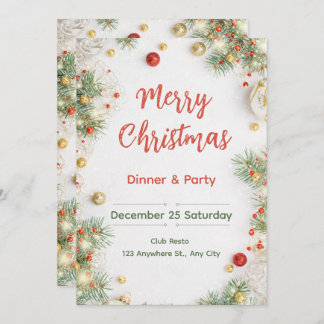 Elegant Christmas Dinner Invitation Kaart