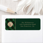 Elegant Christmas Green Plaid Return Address Etiket (Insitu)