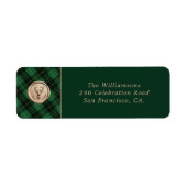 Elegant Christmas Green Plaid Return Address Etiket (Voorkant)