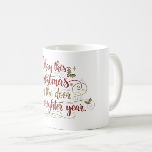 Elegant Christmas Greeting Lettering Mug Koffiemok (Voorkant rechts)