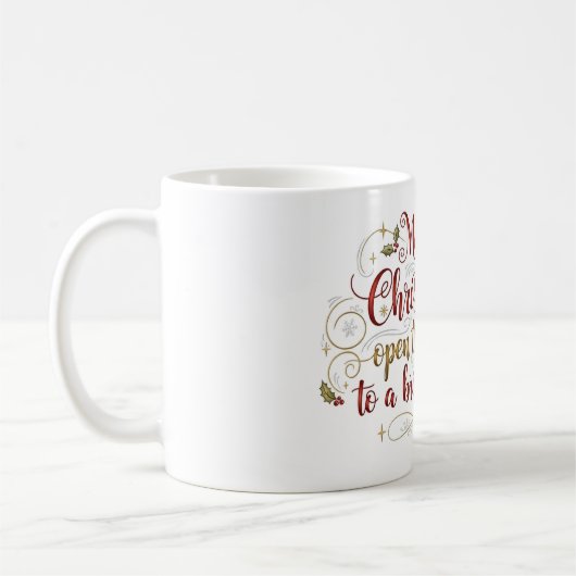 Elegant Christmas Greeting Lettering Mug Koffiemok (Links)