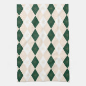 Elegant Christmas Harlequin Pattern with Snowflake Theedoek (Verticaal)