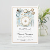 Elegant Christmas Holiday Bridal Brunch Invitation Kaart (Staand voorkant)