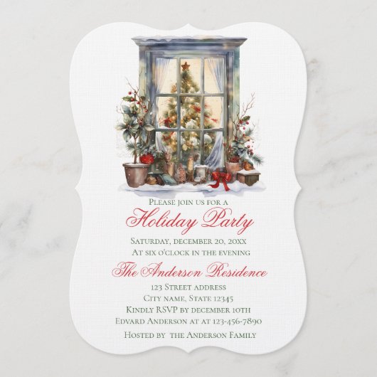 Elegant Christmas Holiday Invitation Window (Devant)