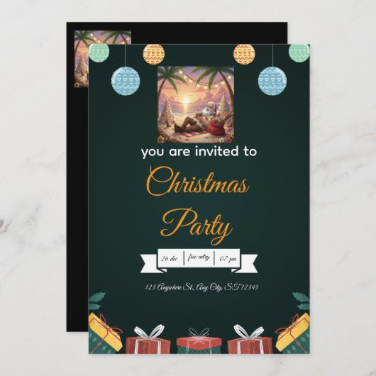 Elegant Christmas Invitation – A Festive Design Kaart (Voorkant / Achterkant)
