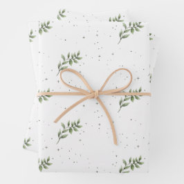 Elegant Christmas Leaf Waterverf Groen Inpakpapier Vel