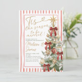 Elegant Christmas Marriage Red & Gold Kaart (Staand voorkant)