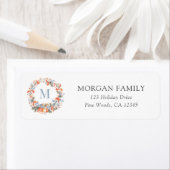 Elegant Christmas Monogram Wreath Return Address Etiket (Insitu)