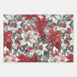Elegant Christmas Pointsettias  Inpakpapier Vel