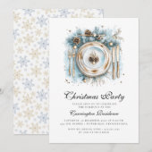 Elegant Christmas Script Dinner/Party Invitation Kaart (Voorkant / Achterkant)