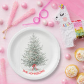 Elegant Christmas Tree & Custom Name Paper Plates Papieren Bordje (Feest)