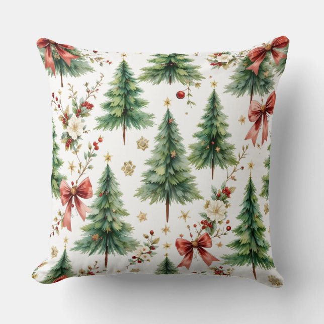Elegant Christmas Tree Floral Pattern Pillow Kussen (Voorkant)