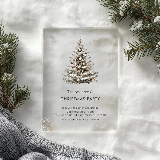 Elegant Christmas Tree Party  Acryl Uitnodigingen