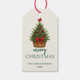 Elegant Christmas Tree – Red Ribbon  Cadeaulabel