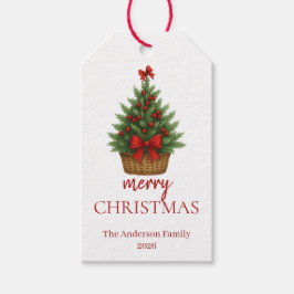 Elegant Christmas Tree – Red Ribbon  Cadeaulabel