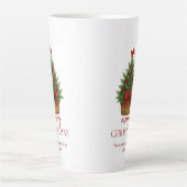 Elegant Christmas Tree – Red Ribbon Latte Mok (Voorkant)