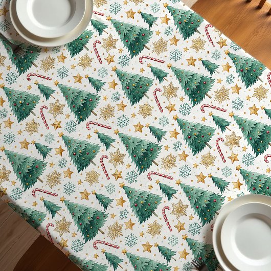 Elegant Christmas trees tablecloth candy cane art Tafelkleed