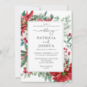 Elegant Christmas Wedding Invitation Poinsettia (Devant)